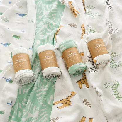 Momcozy Muslin Swaddle Blankets, 4 Pack, Breathable 2-Layer Gauze Large 47'' X 47'' Baby Swaddling Receiving Blanket for Newborn Boys Girls, Bravery