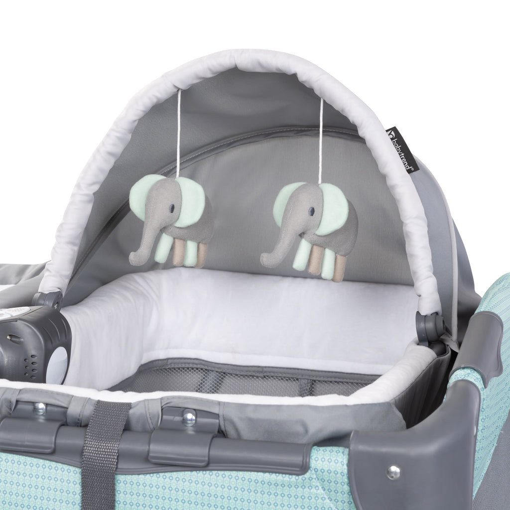 Baby Trend Lil Snooze Deluxe III Nursery Center Playard with Portable Bassinet, Cozy Mint