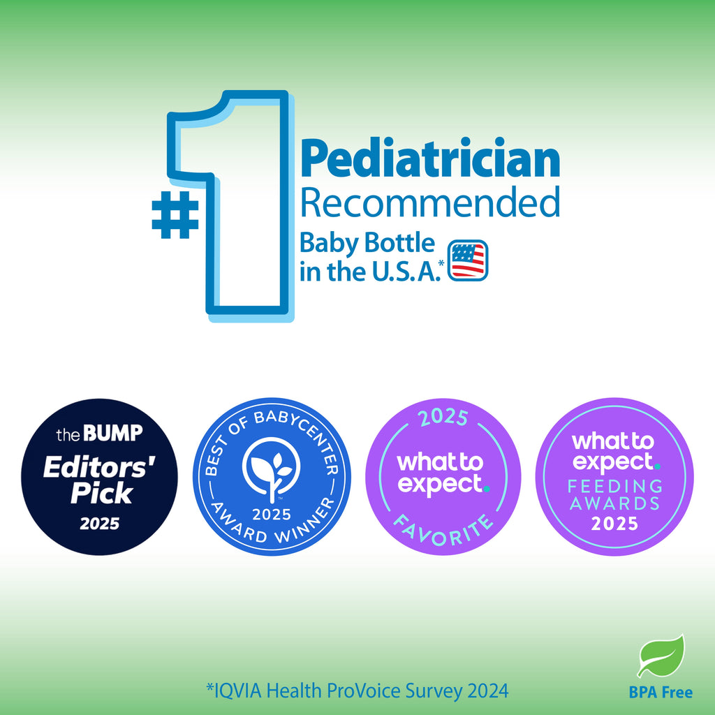 Anti-Colic Options+ Wide-Neck Glass Baby Bottle, 5Oz, Slow Flow Nipple, BPA Free, 0M+, 2-Pack