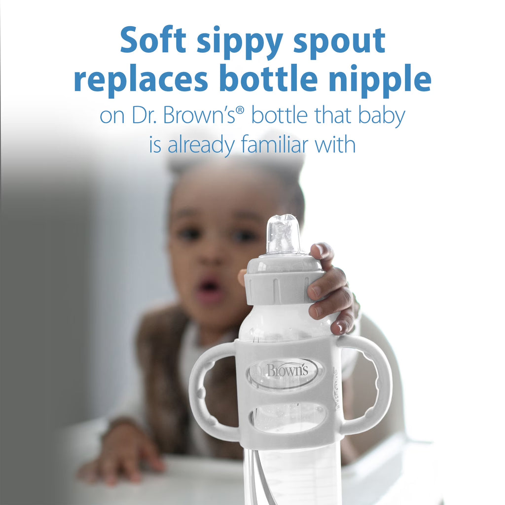 Milestones Narrow Sippy Spout Bottle, 100% Silicone Handles, 8Oz/250Ml, 6M+, BPA Free, Gray