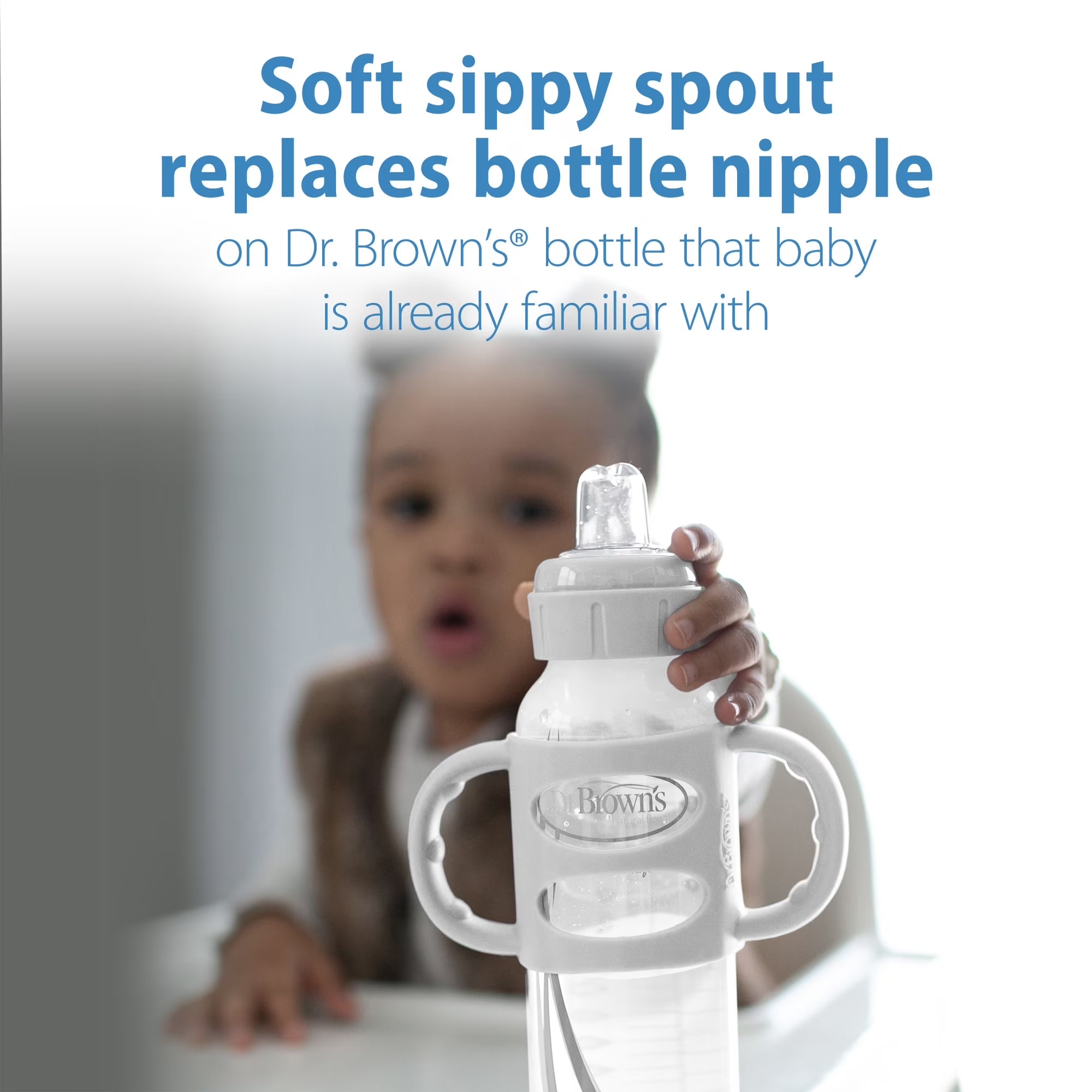 Milestones Narrow Sippy Spout Bottle, 100% Silicone Handles, 8Oz/250Ml, 6M+, BPA Free, Gray