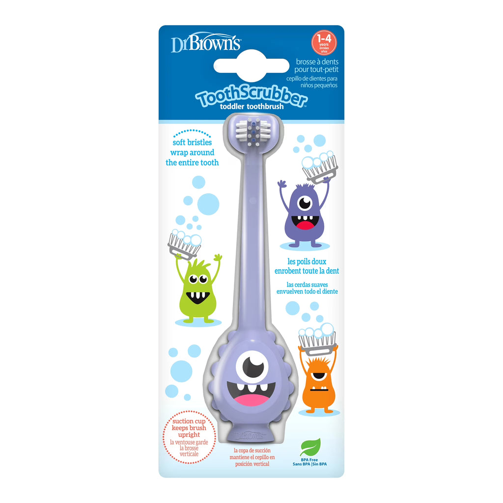 Toothscrubber Toothbrush, 3-Sided, Color Changing Bristles, Suction Base, Purple, 1-4Y