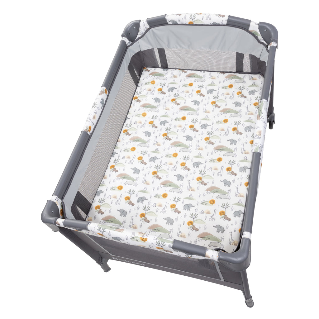 Baby Trend Nursery Center Playard with Animal Toys, Grey