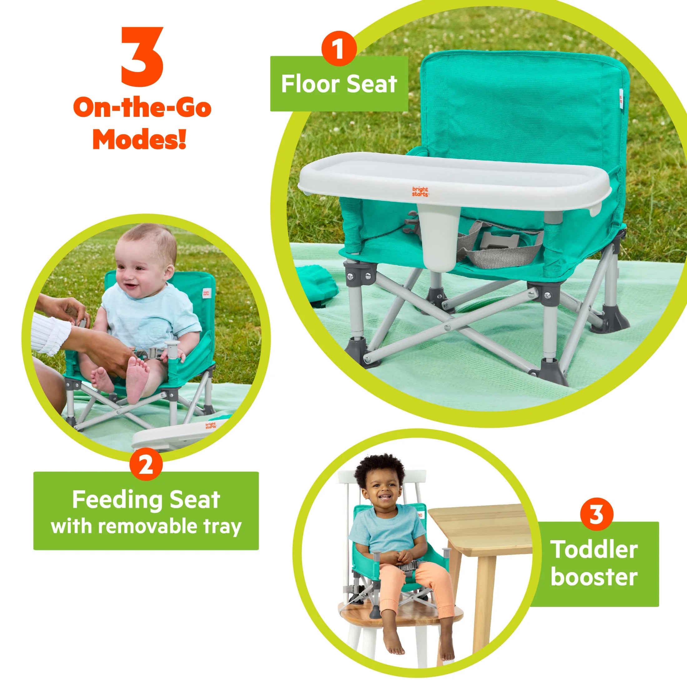 Pop 'N Sit Portable Baby Booster Seat, Teal, Infant to Toddler