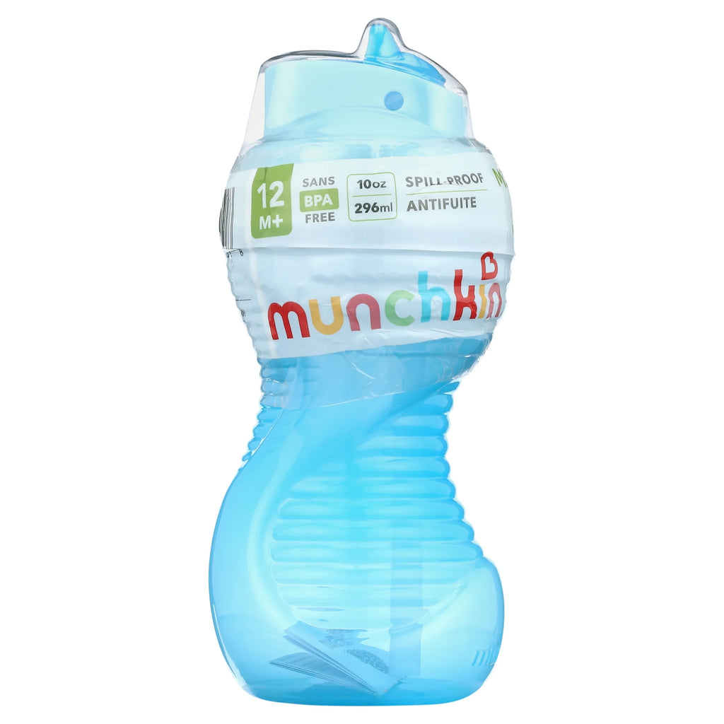 (4 Pack) Munchkin® Mighty Grip® Flip Straw Cup, 10 Oz, Blue, Unisex