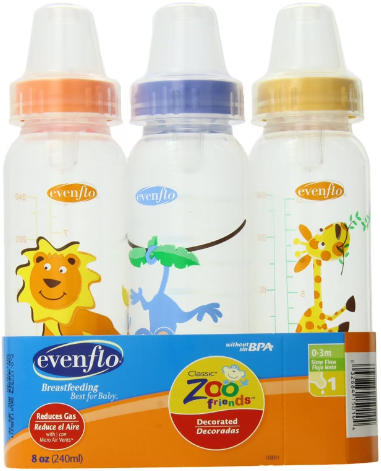 Classic Zoo Friends Standard Bottles 8 Oz 3 Each