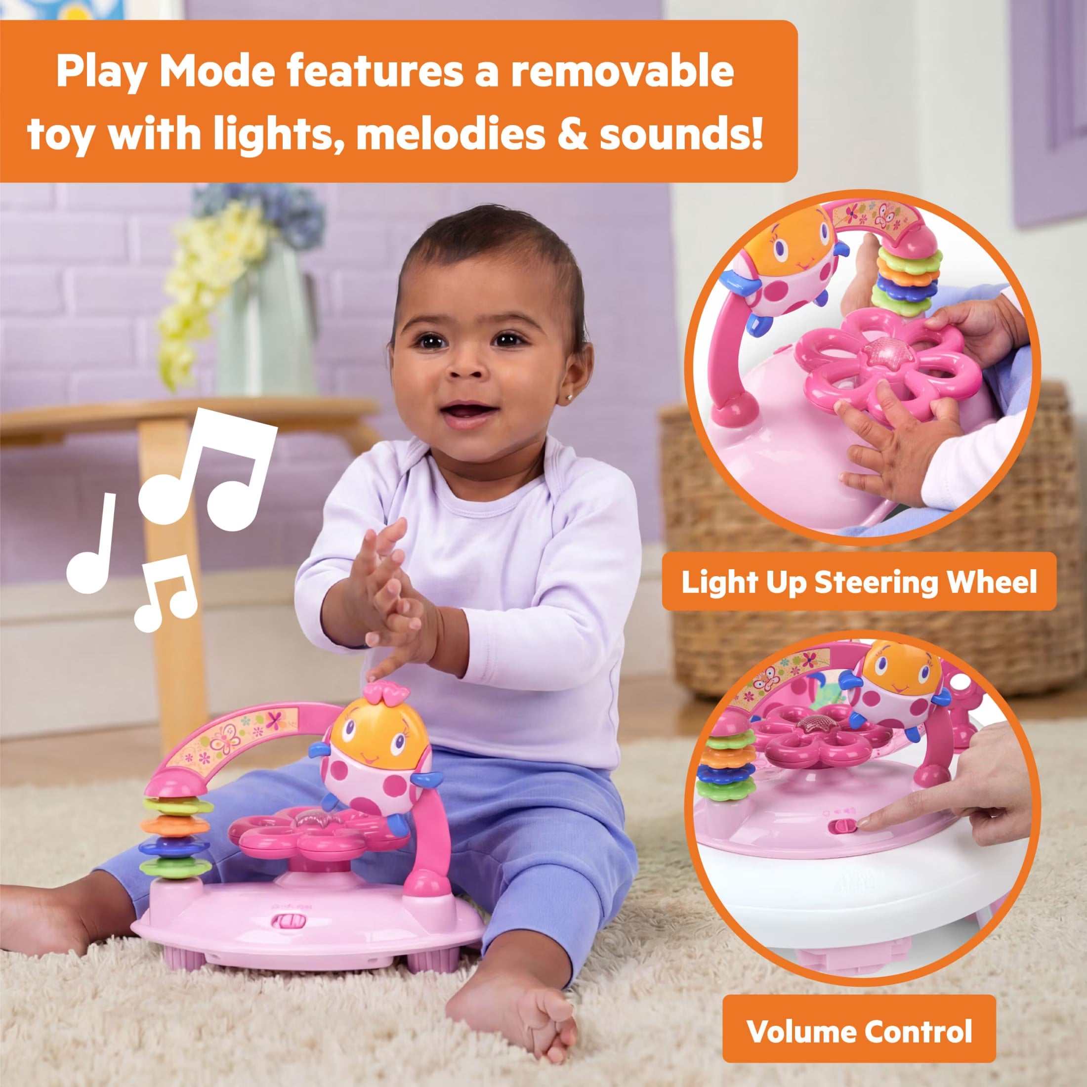 Adjustable Baby Walker with Activity Station, Juneberry