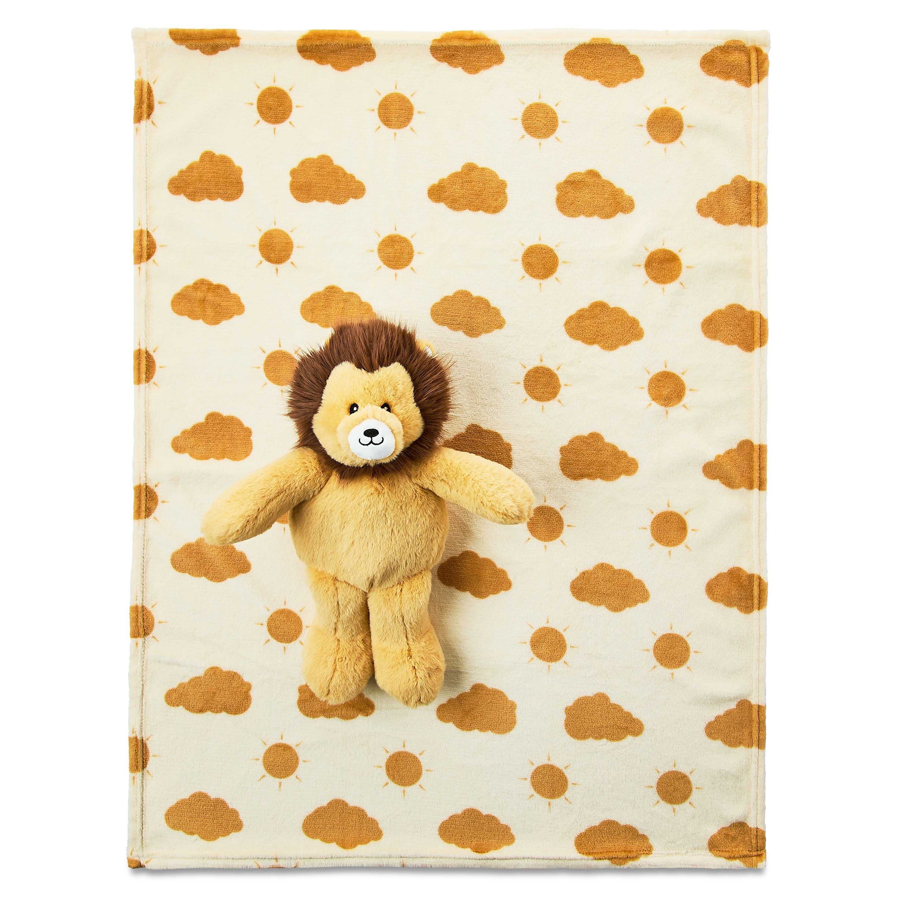 2-Piece Polyester Baby Blanket & Lion Plush Toy Set, Yellow, 30 in X 40 In