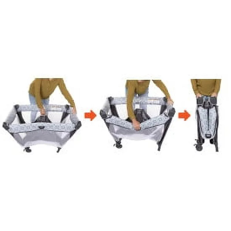 Baby Trend Nursery Den Playard with Rocking Snooze Pod and Flip-Over Changer, Pebble Stone Grey