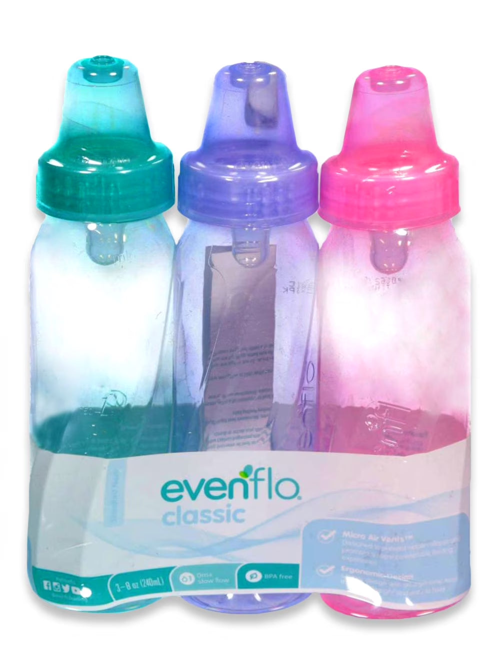 3-Pack Bottles (8 Oz.) Color: Green/Pink/Purple Size: One Size