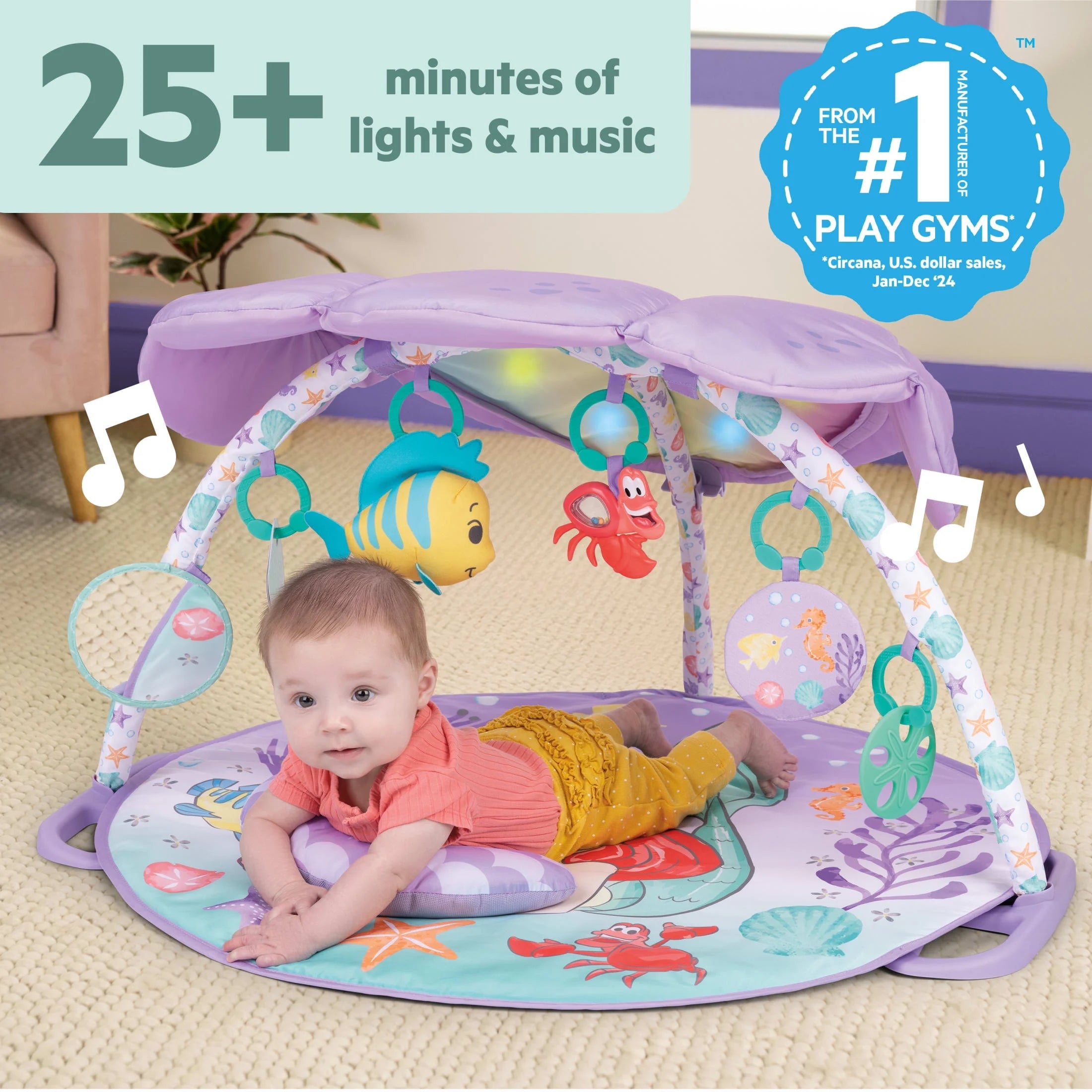 Disney Baby the Little Mermaid Baby Activity Gym & Play Mat with Tummy Time Pillow by