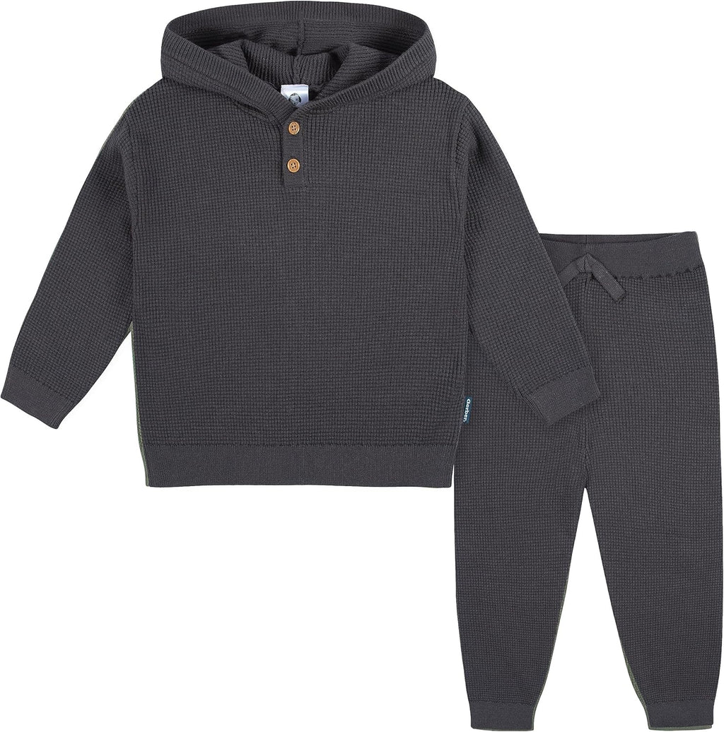 Baby & Toddler Boys' Sweater Knit Hooded Top and Pant Set