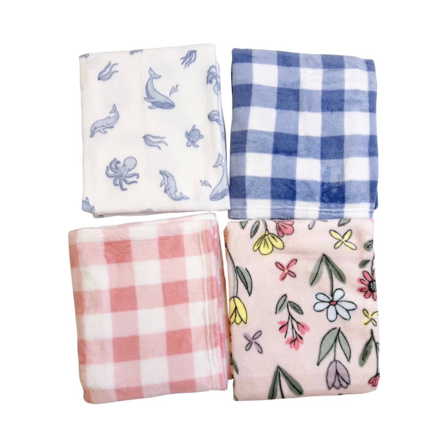 Floral Plush Baby Blanket - Multicolor, 30 in X 36 In