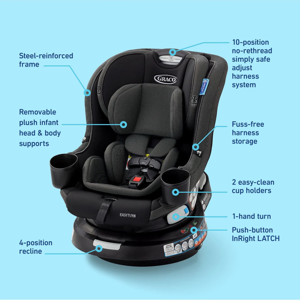 Easyturn 360 2-In-1 Convertible Car Seat, Cyran, Black