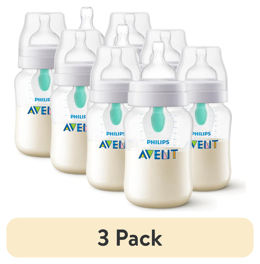 (3 Pack)  Anti-Colic Bottle with Airfree Vent, 1M+, 9Oz, Clear, 3Pk, SCY703/03