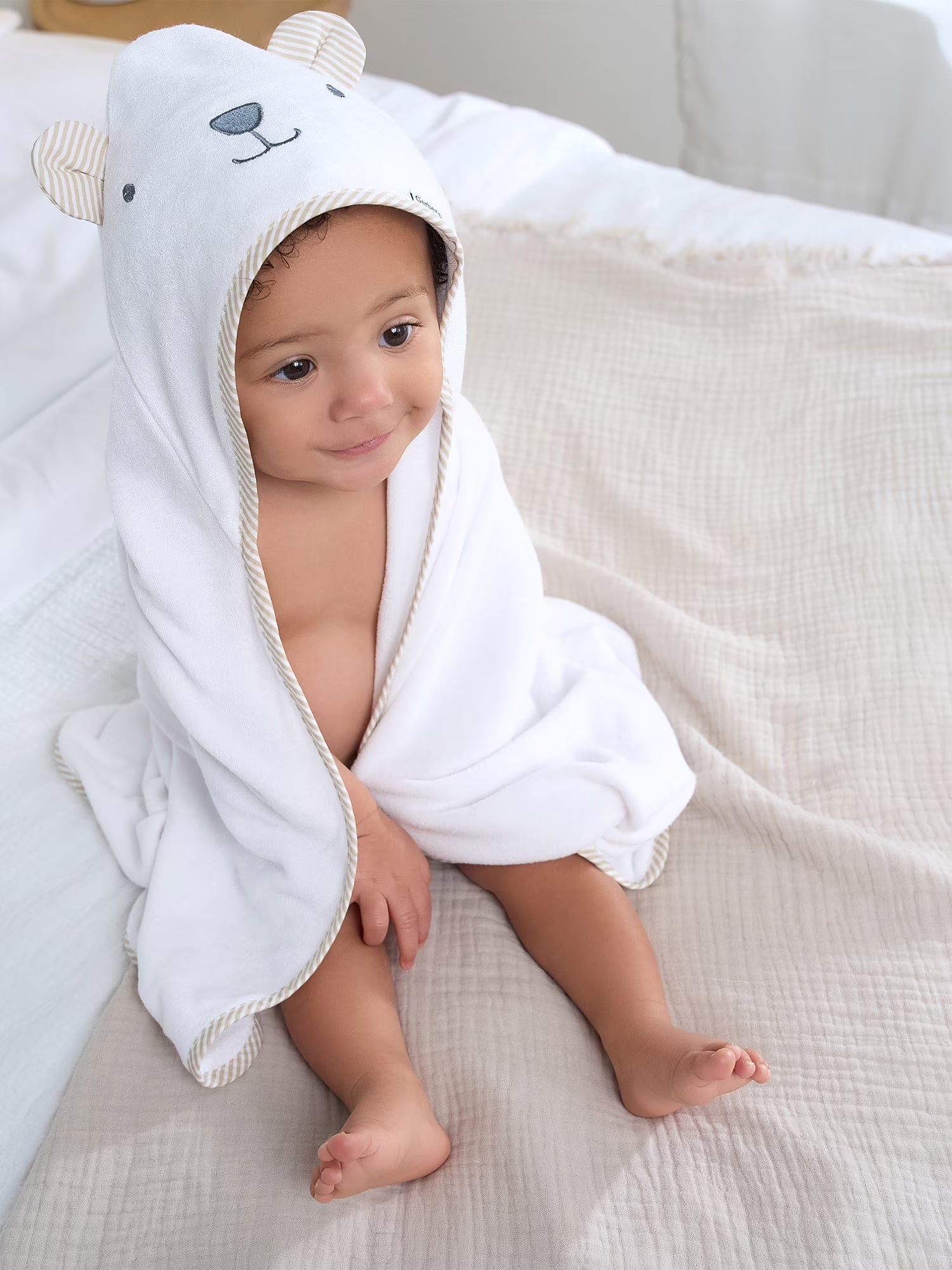 Baby Neutral White Absorbent Hooded Towel, One Size