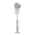 Baby Bottle Brush with Suction Cup Stand, Sponge, Scrubber and Nipple Cleaner Gray, 1 Pack
