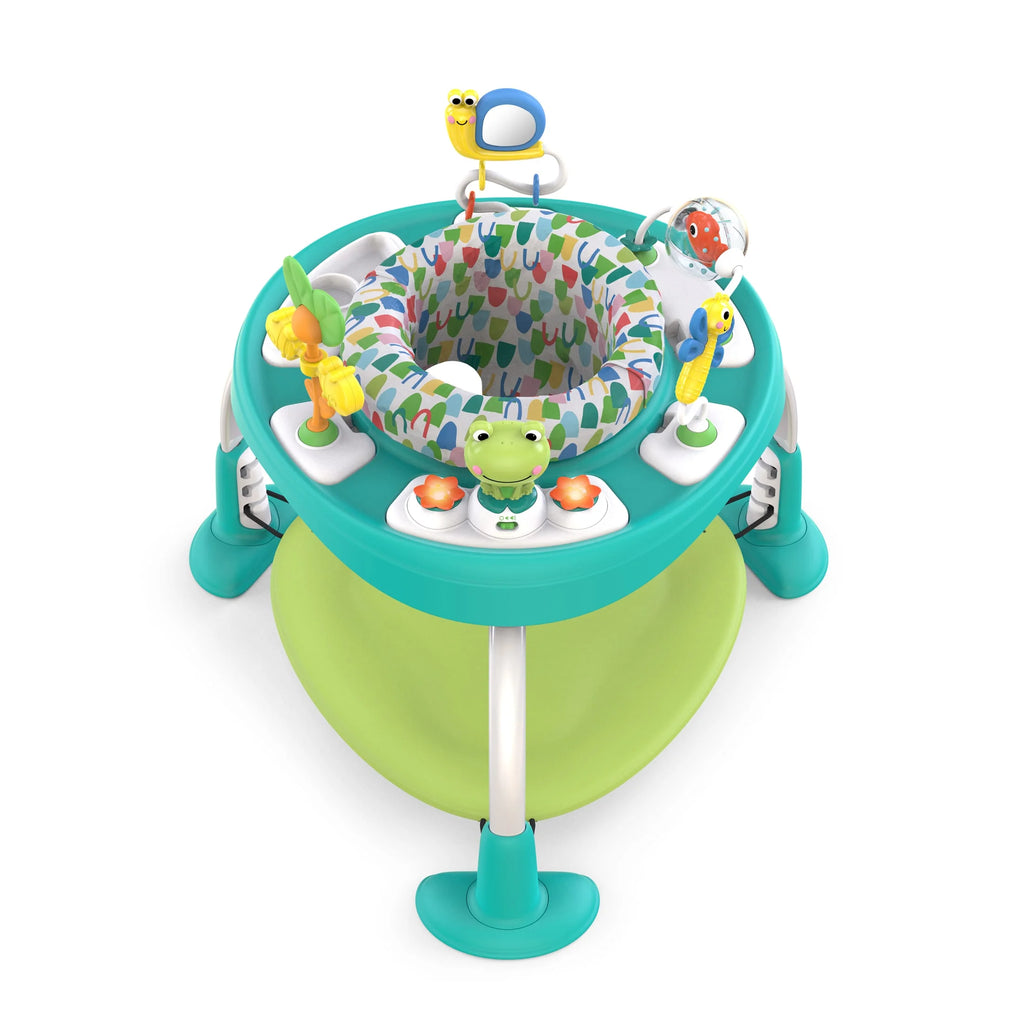 Bounce Bounce Baby 2-In-1 Activity Center Jumper & Table, Playful Pond, Green, Ages 6 Months and Up