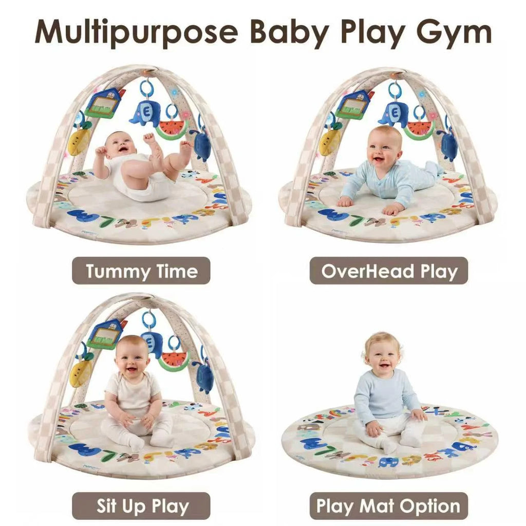 Play Gym, Stage-Based Developmental Activity Gym & Play Mat for Baby to Toddler, 5 Removable Sensory Toys,0+ Months (ABC123)