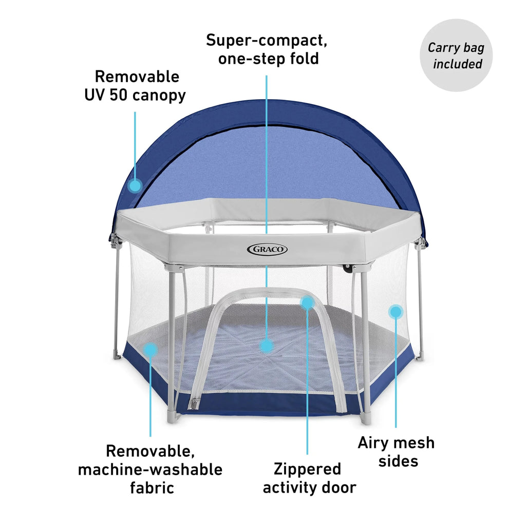 Pack 'N Play Litetraveler LX Playard, Outdoor and Indoor Use, Canyon, Blue, Unisex, 6 Panels
