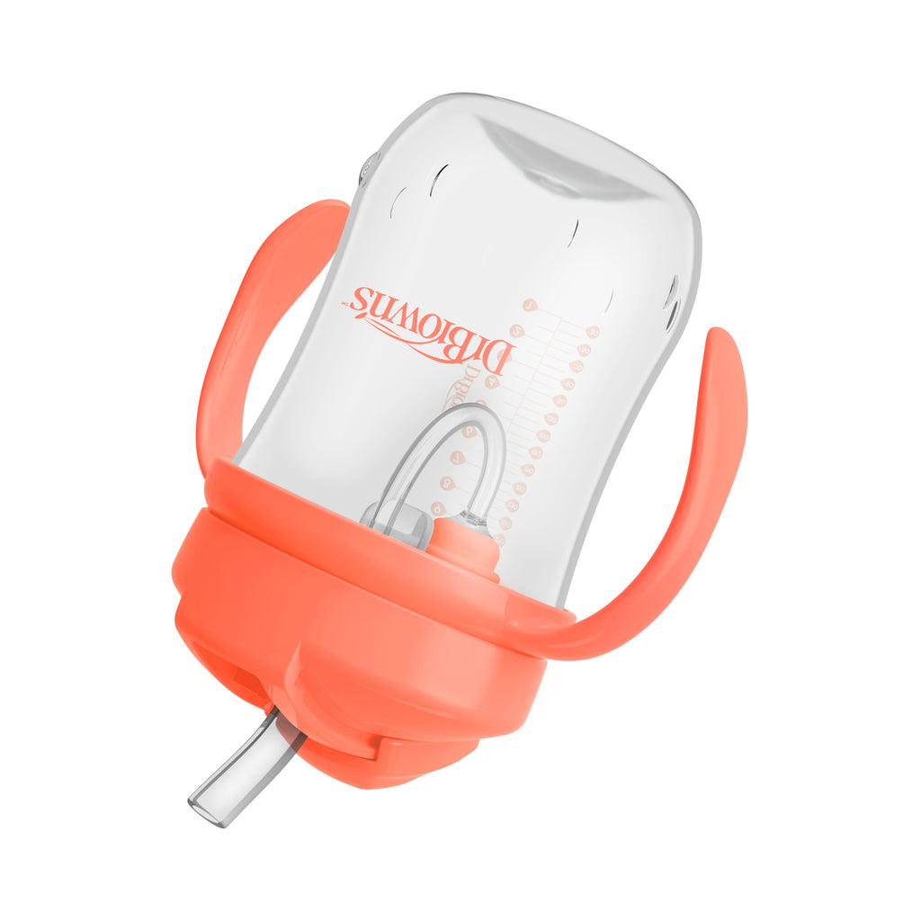 (3 Pack) Dr. Brown'S Milestones Baby’S First Straw Cup, Training Cup with Weighted Straw, Coral, 6M+