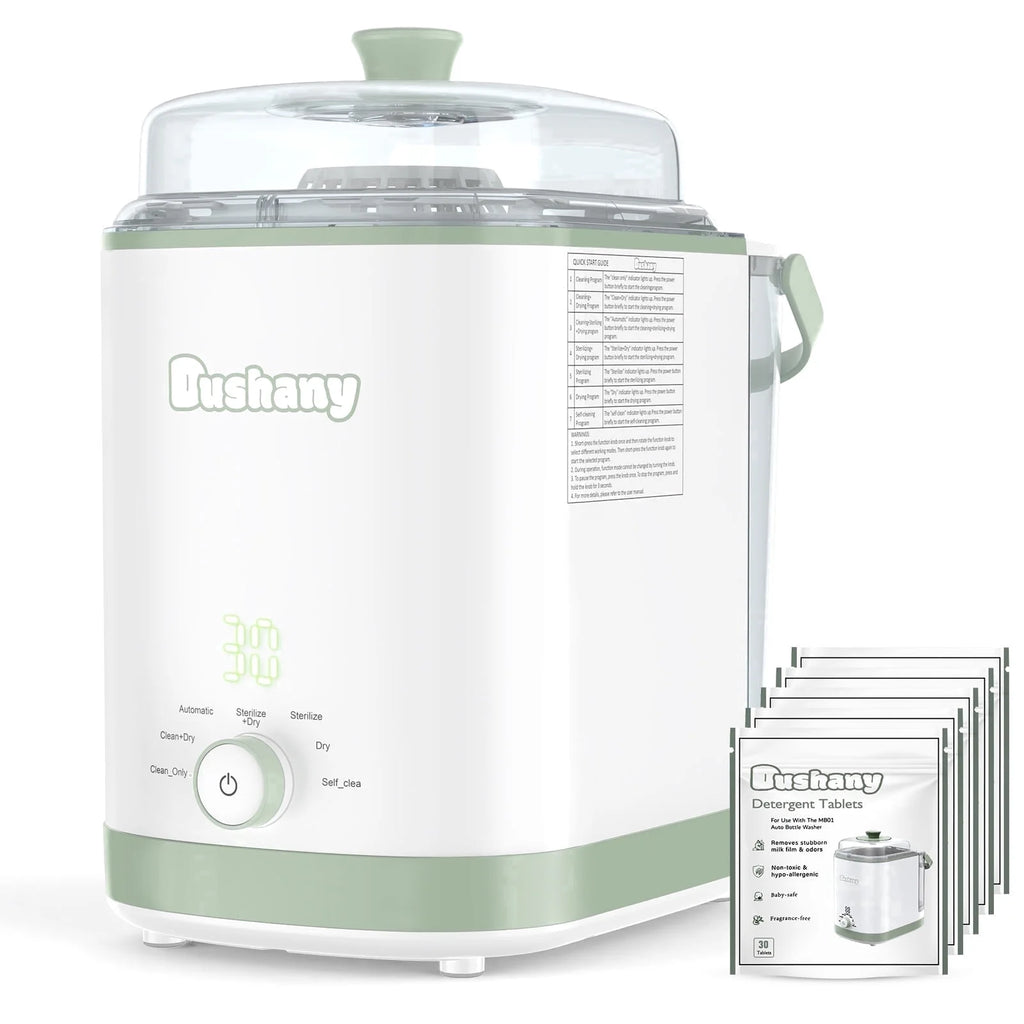All-In-One Baby Bottle Washer Sterilizer Dryer, Countertop Machine for Bottles & Pump Parts, Replaces Hand Washing, White