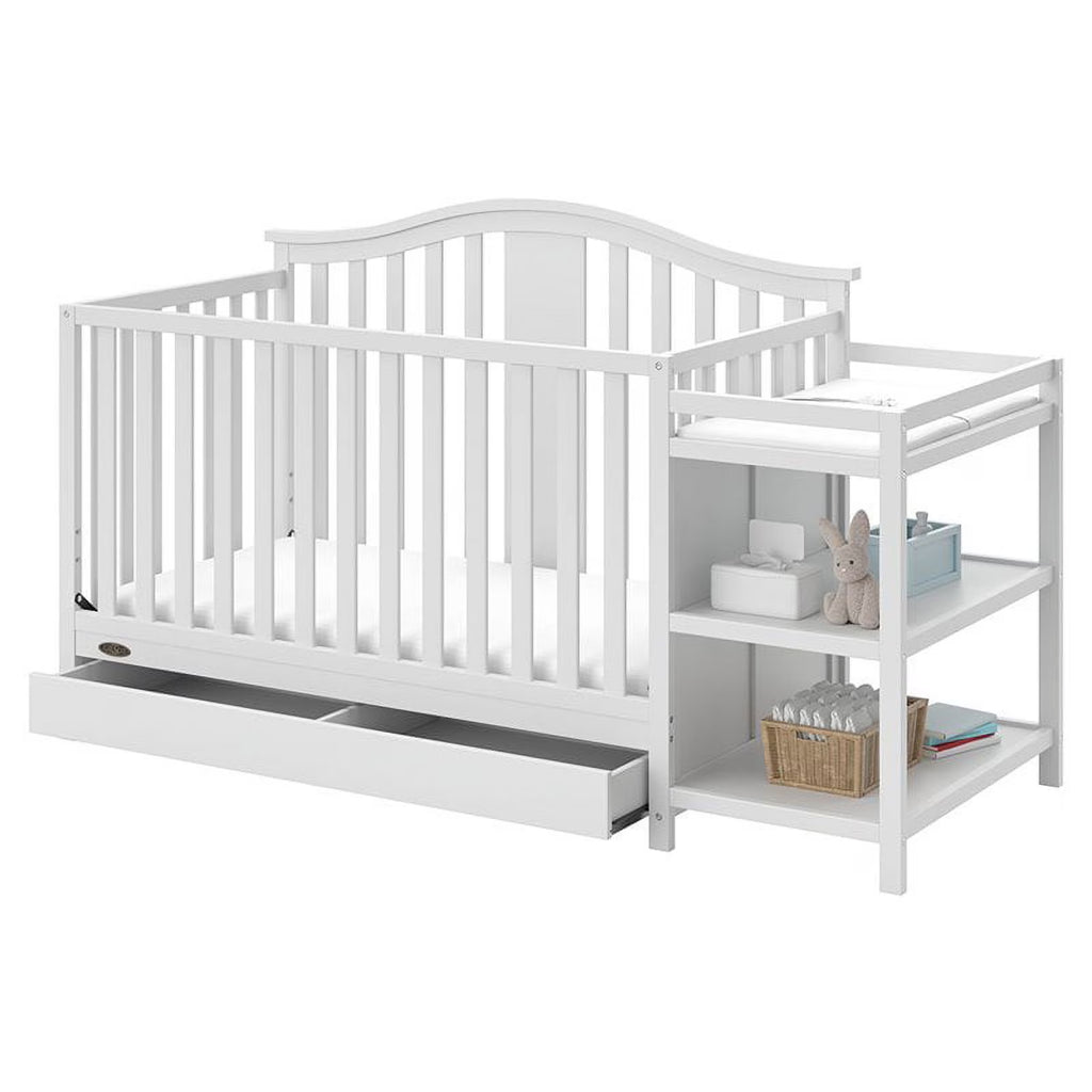 Solano 4-In-1 Convertible Baby Crib and Changer with Drawer, White