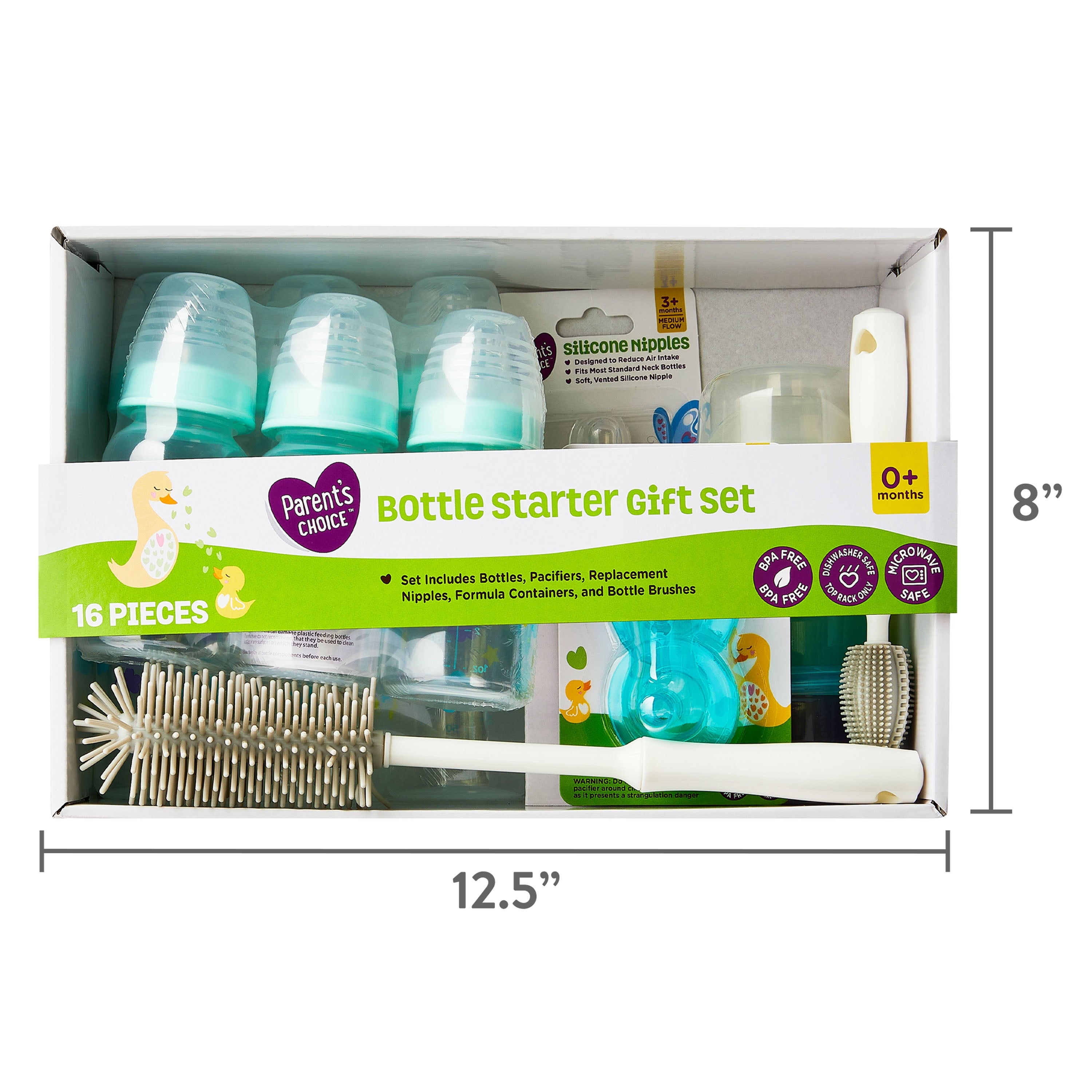 Baby Bottle Starter Gift Set, Newborn 0 Months+, Neutral Color, Unisex