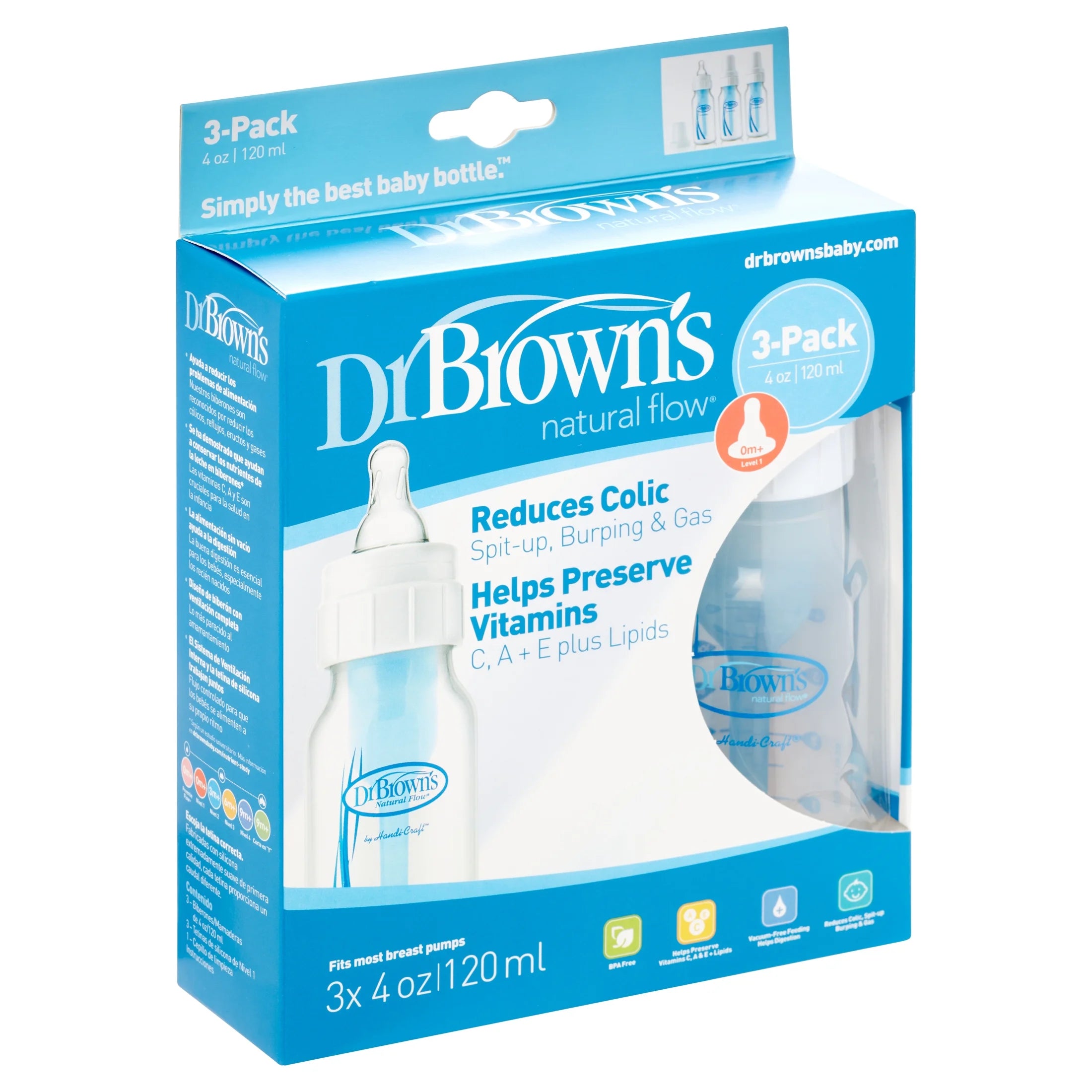 ***Discontinued***Dr. Brown Dr Brown 4 Oz Baby Bottle 3Pk