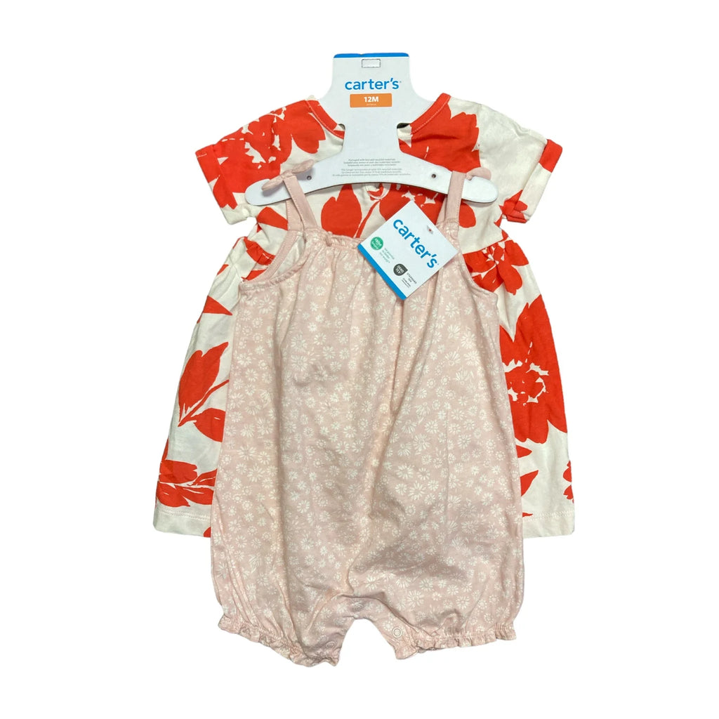 Infant/Toddler Girl'S 2 Piece Dress and Romper Outfit Set (Floral, 6M)
