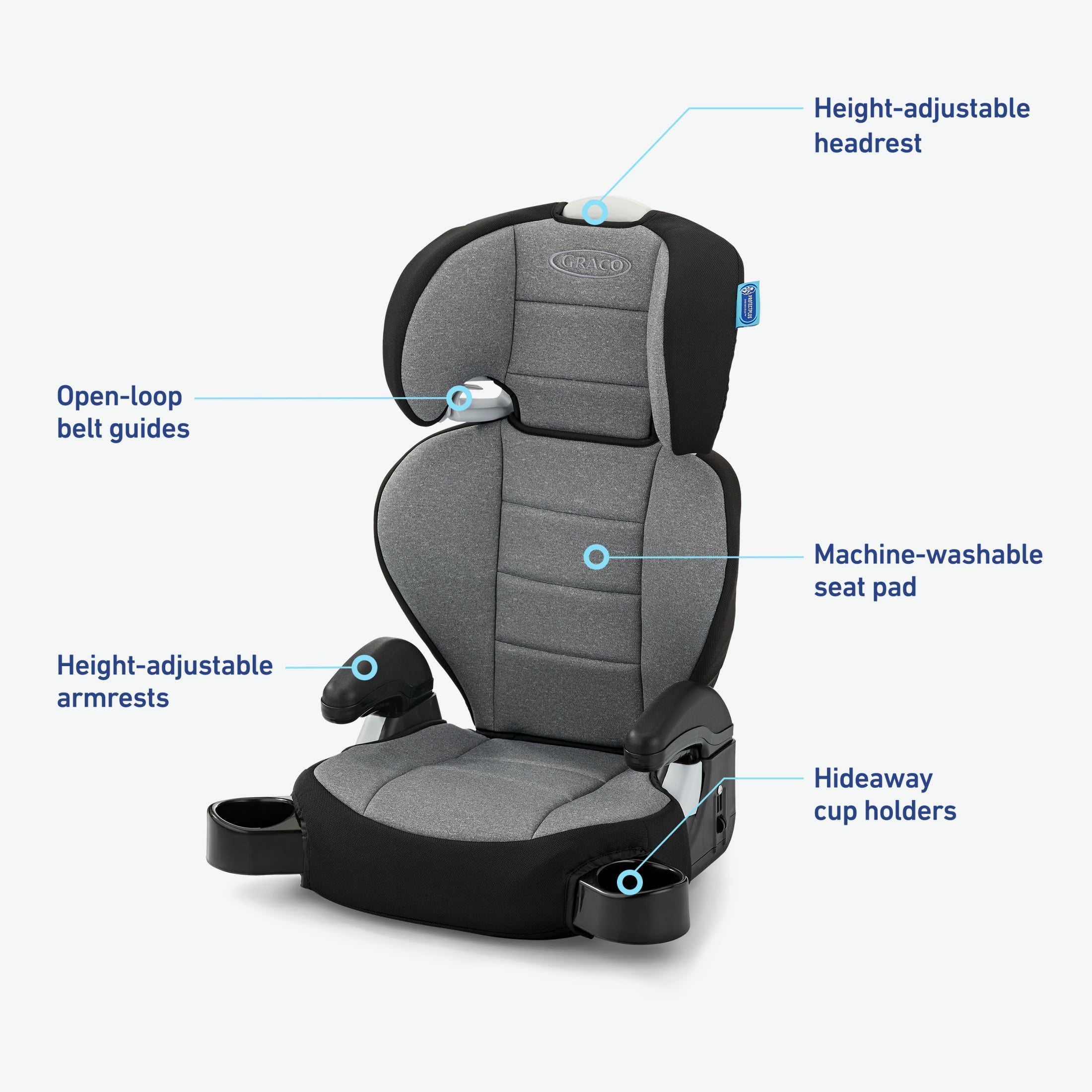 Turbobooster 2.0 Highback Booster Seat, Declan, Grey
