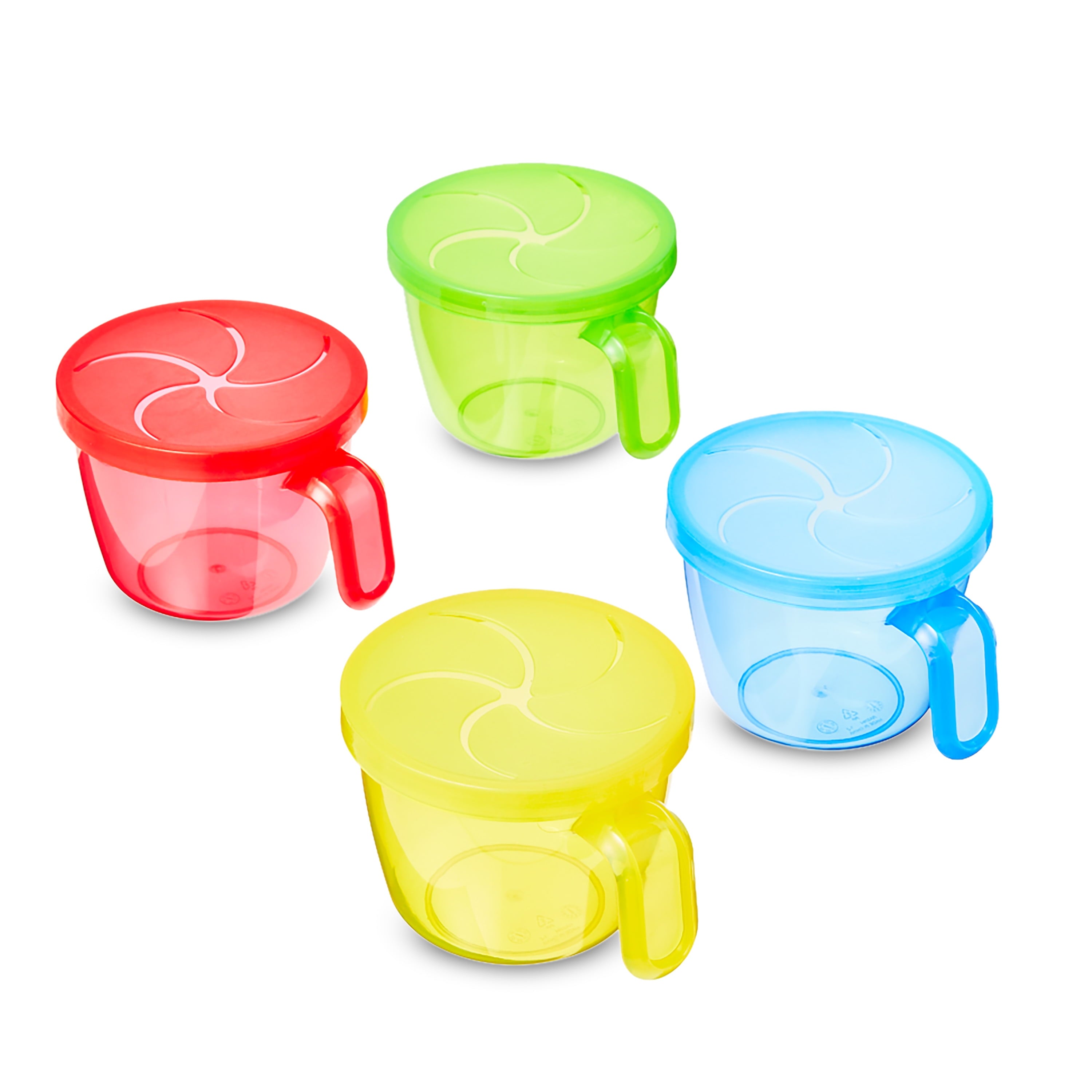 Bpa-Free Plastic Snack Cups with Handle, Multi-Color, 4 Count