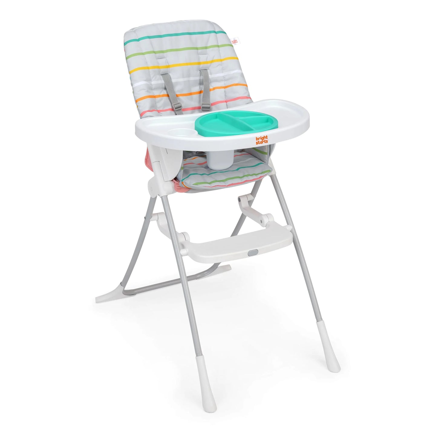 Bright Starts Dine Delight Compact Folding High Chair with 3-Section Plate, Unisex, Infant to Toddler