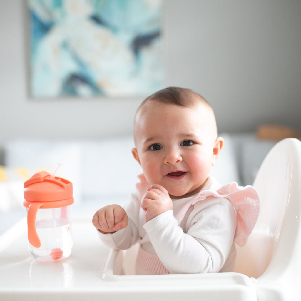 (3 Pack) Dr. Brown'S Milestones Baby’S First Straw Cup, Training Cup with Weighted Straw, Coral, 6M+