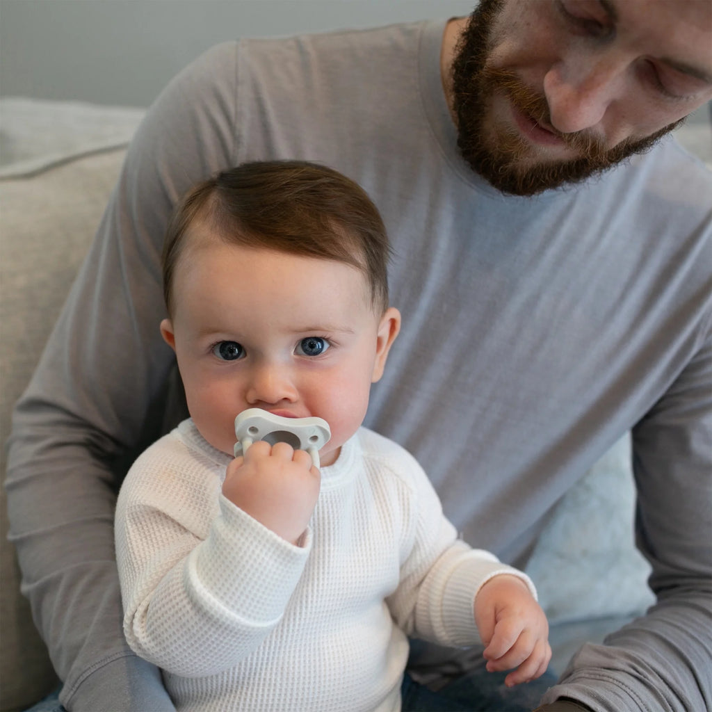 Happypaci 100% Silicone Pacifier 0-6M, BPA Free, Cool Gray, Green, Ecru, 3 Pack