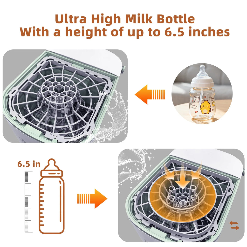 All-In-One Baby Bottle Washer Sterilizer Dryer, Countertop Machine for Bottles & Pump Parts, Replaces Hand Washing, White