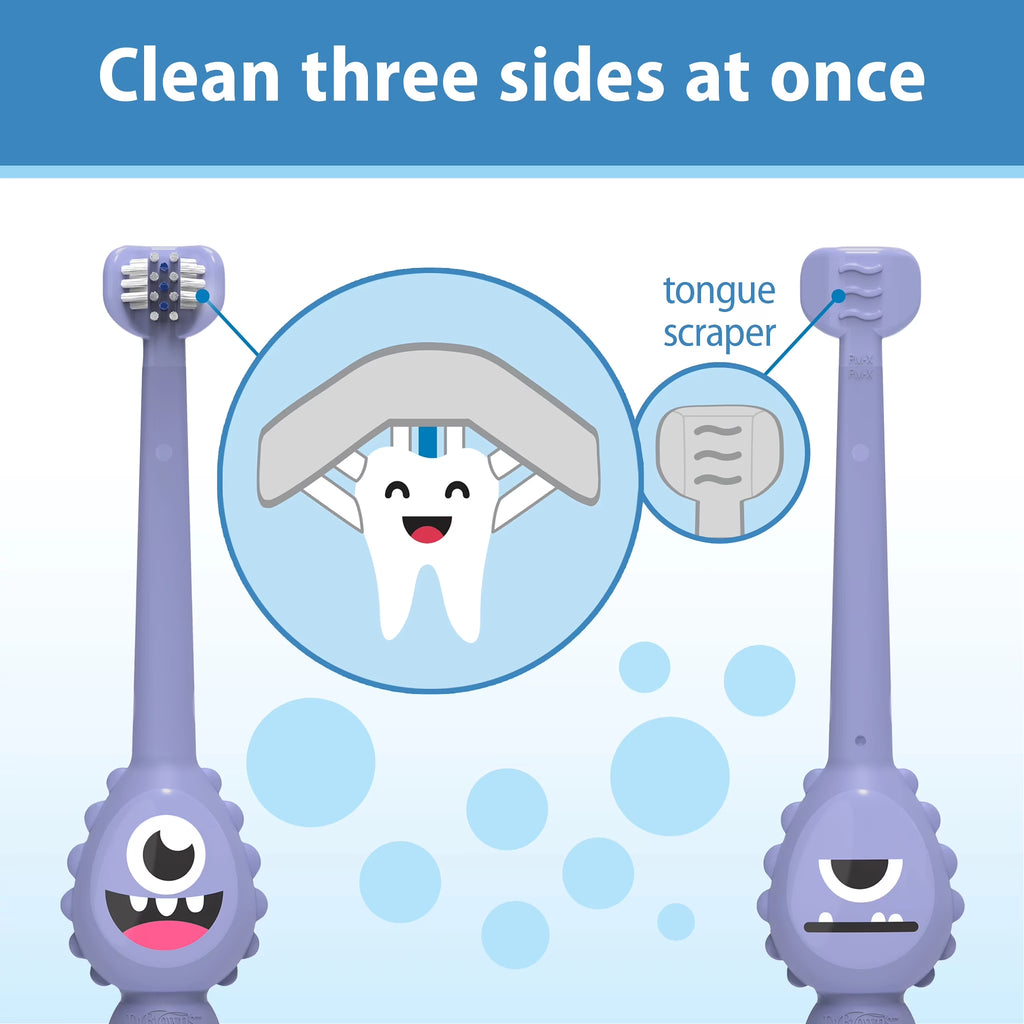 Toothscrubber Toothbrush, 3-Sided, Color Changing Bristles, Suction Base, Purple, 1-4Y