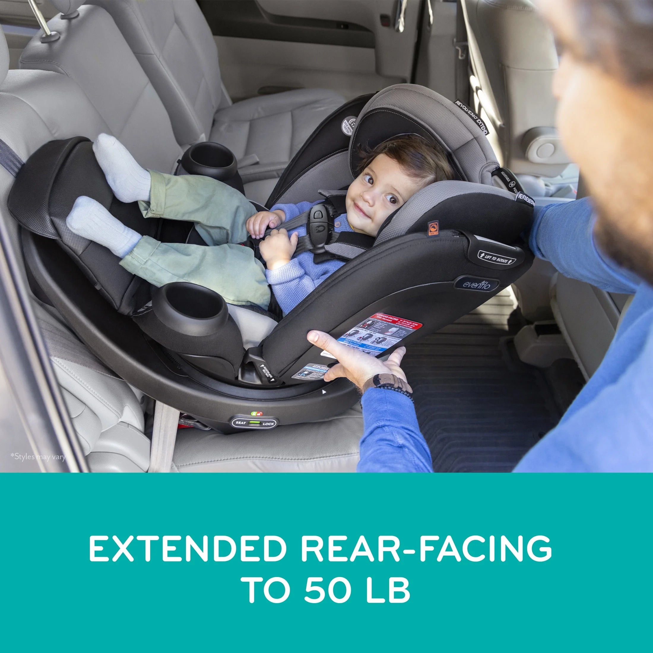 Revolve360 Extend All-In-One Rotating Car Seat with Quick Clean Cover, Rowe Pink