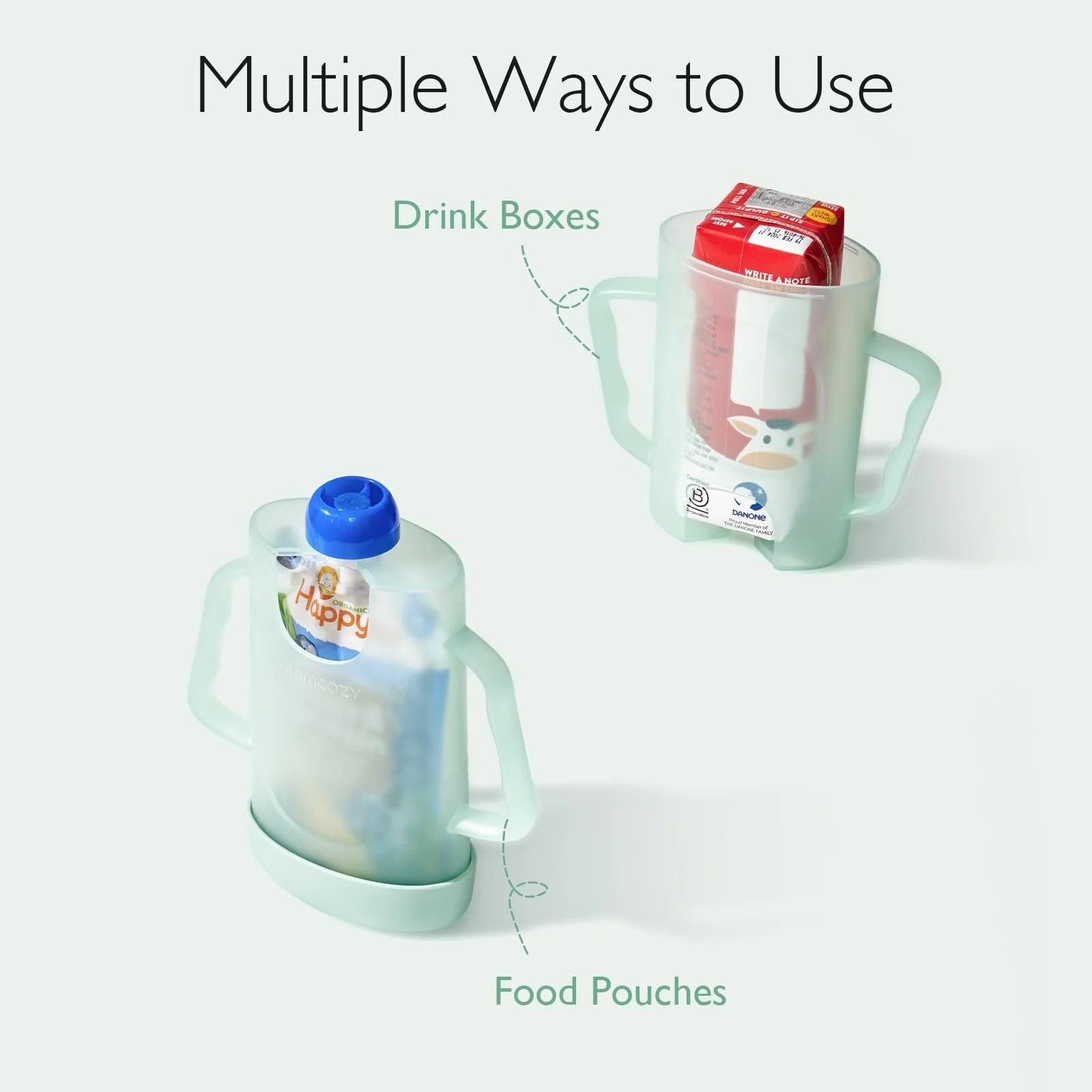 Momcozy Squeeze Pouch Holder for Food Pouches and Drink Boxes，Comfortable, Green