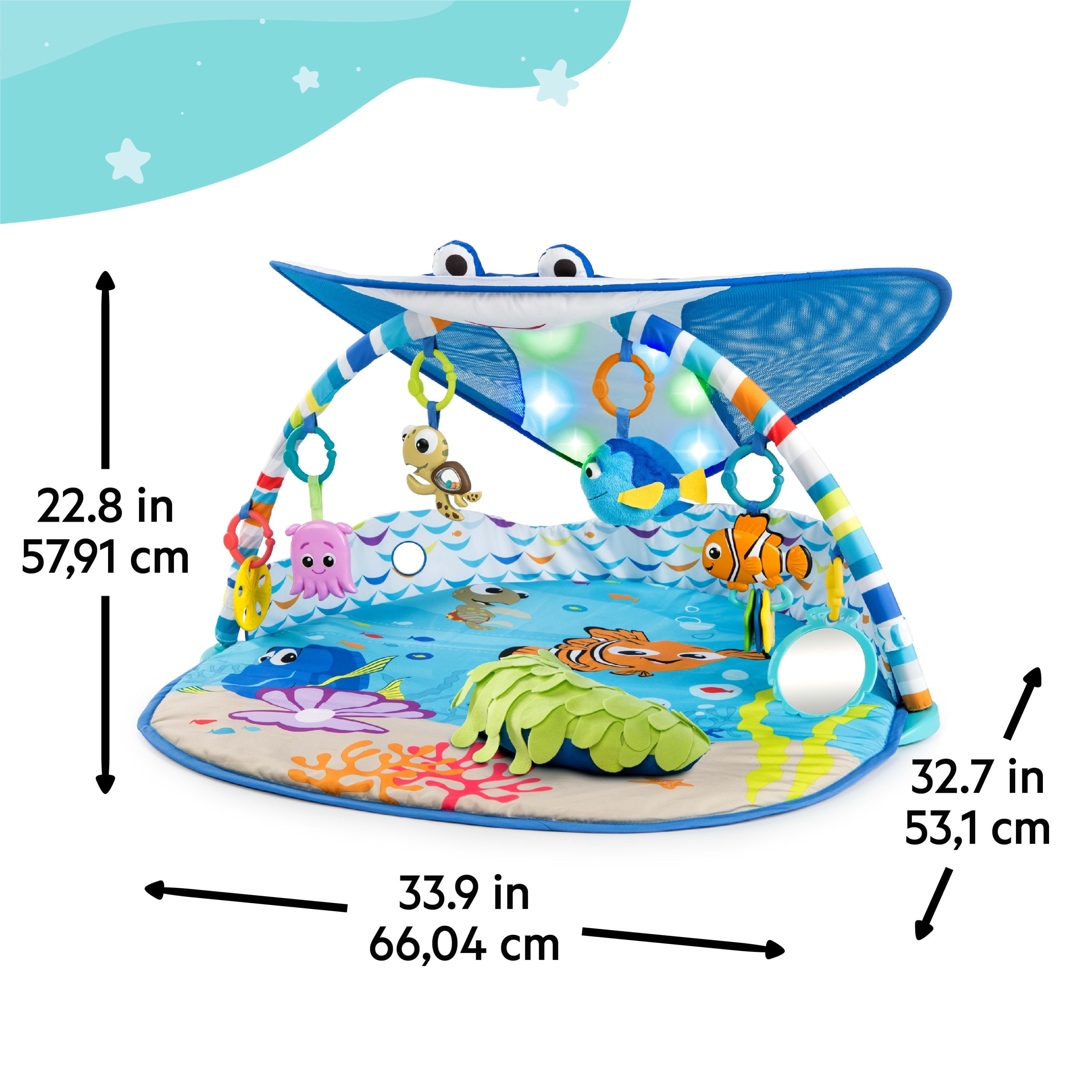 Bright Starts  Baby Finding Nemo Mr. Ray Ocean Lights & Music Activity Gym and Play Mat