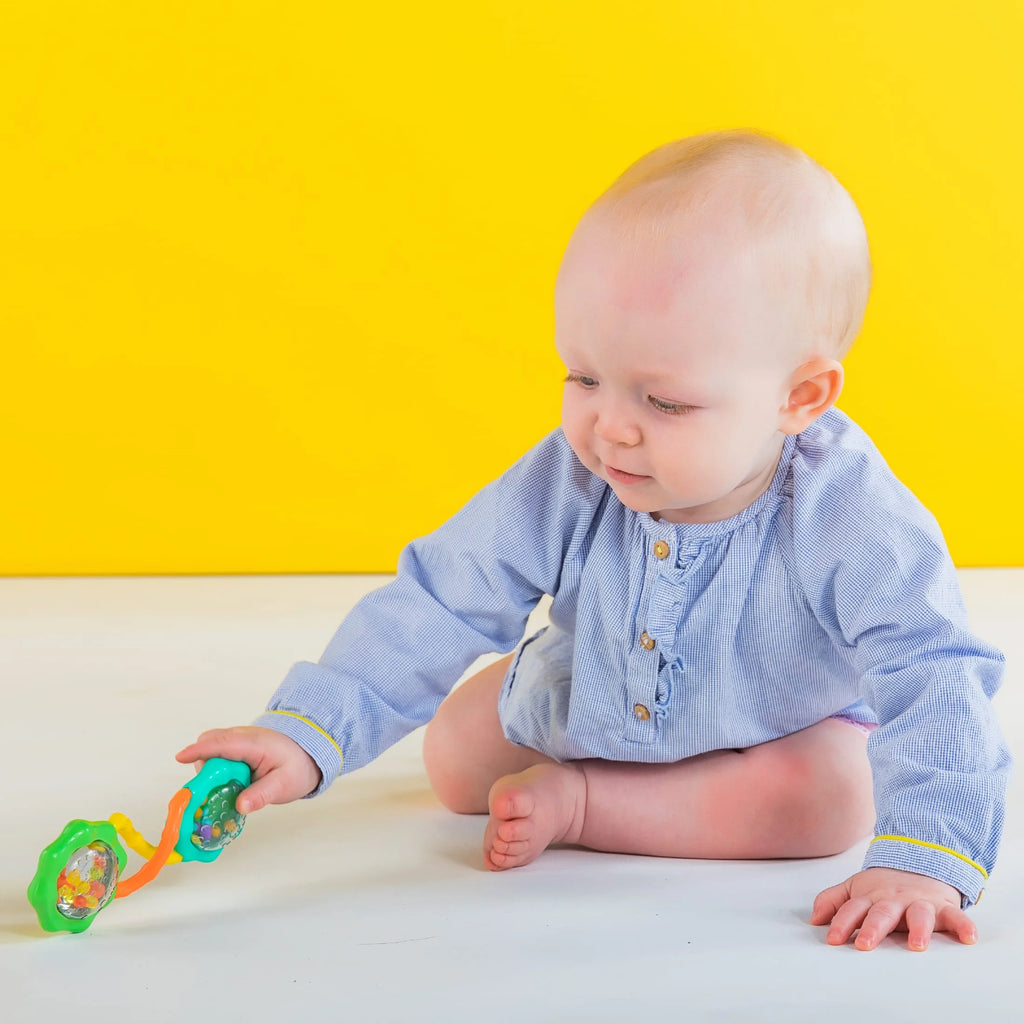 Rattle & Shake Bpa-Free Baby Barbell Toy, Green, for Ages Newborn +