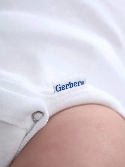 Gerber Gender Neutral Leisure White Long Sleeve Cotton Bodysuit, 3-Pack, Sizes Preemie - 24 Months