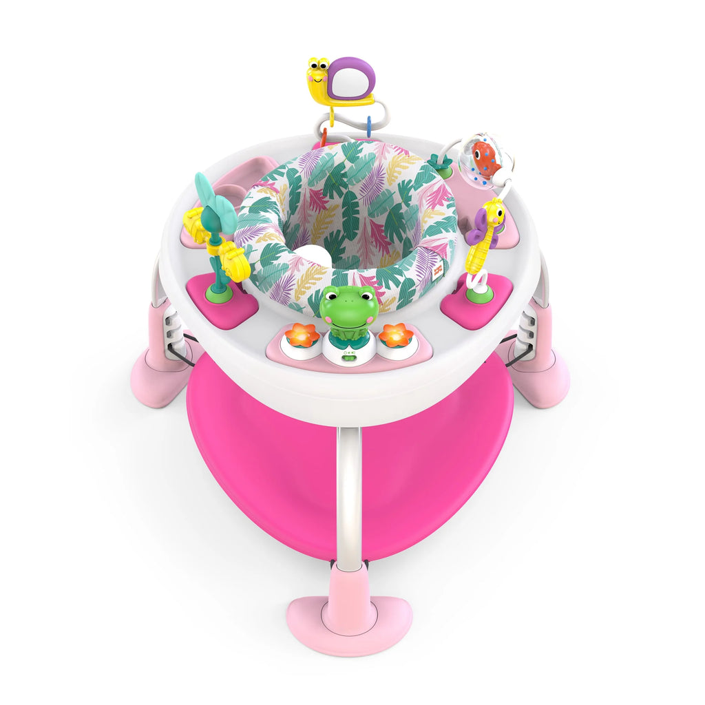 Bounce Bounce Baby 2-In-1 Activity Center Jumper & Table - Playful Palms Pink, 6 Months and Up