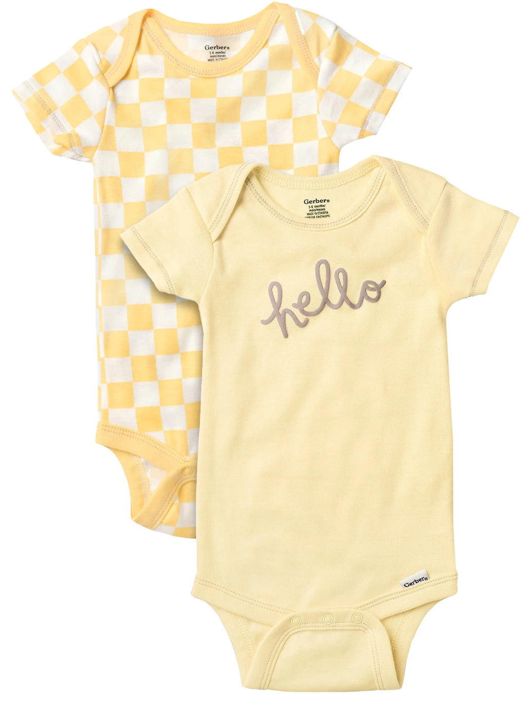 Baby Boy or Girl Neutral Short Sleeve Cotton Onesies, 2-Pack, Sizes Newborn - 12 Months