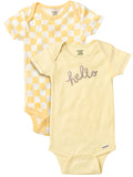 Baby Boy or Girl Neutral Short Sleeve Cotton Onesies, 2-Pack, Sizes Newborn - 12 Months