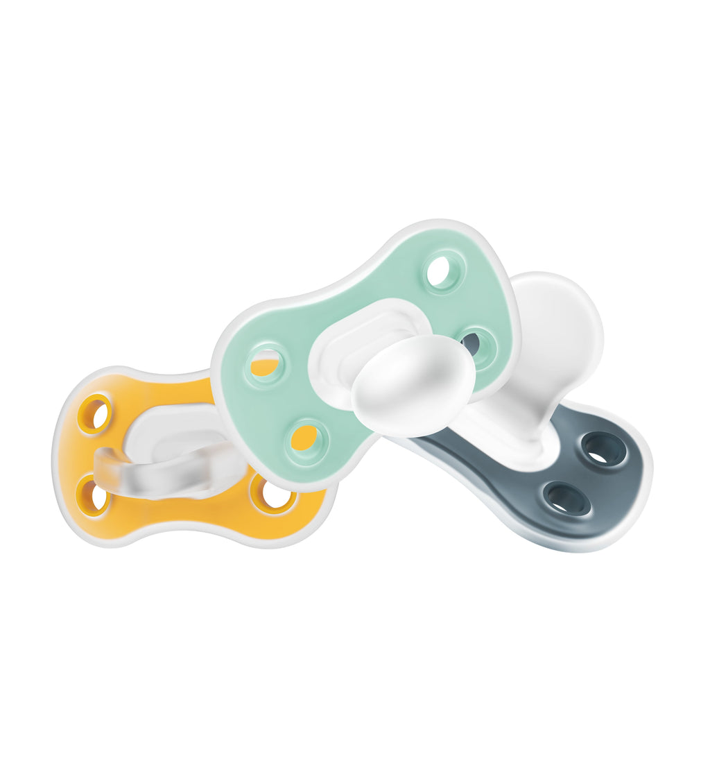 Advantage Lightweight One-Piece Silicone Baby Pacifier, Fully Symmetrical Soother, Neutral, 6-18M, BPA Free, 3 Pack