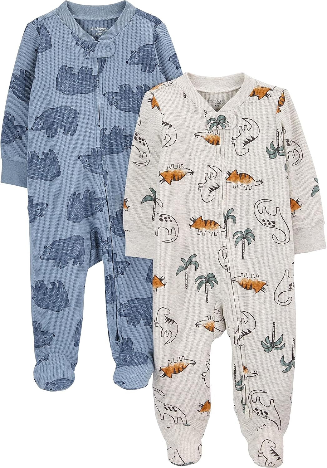 Baby-Boys 2-Pack 2-Way Zip Cotton Footed Sleep and Play