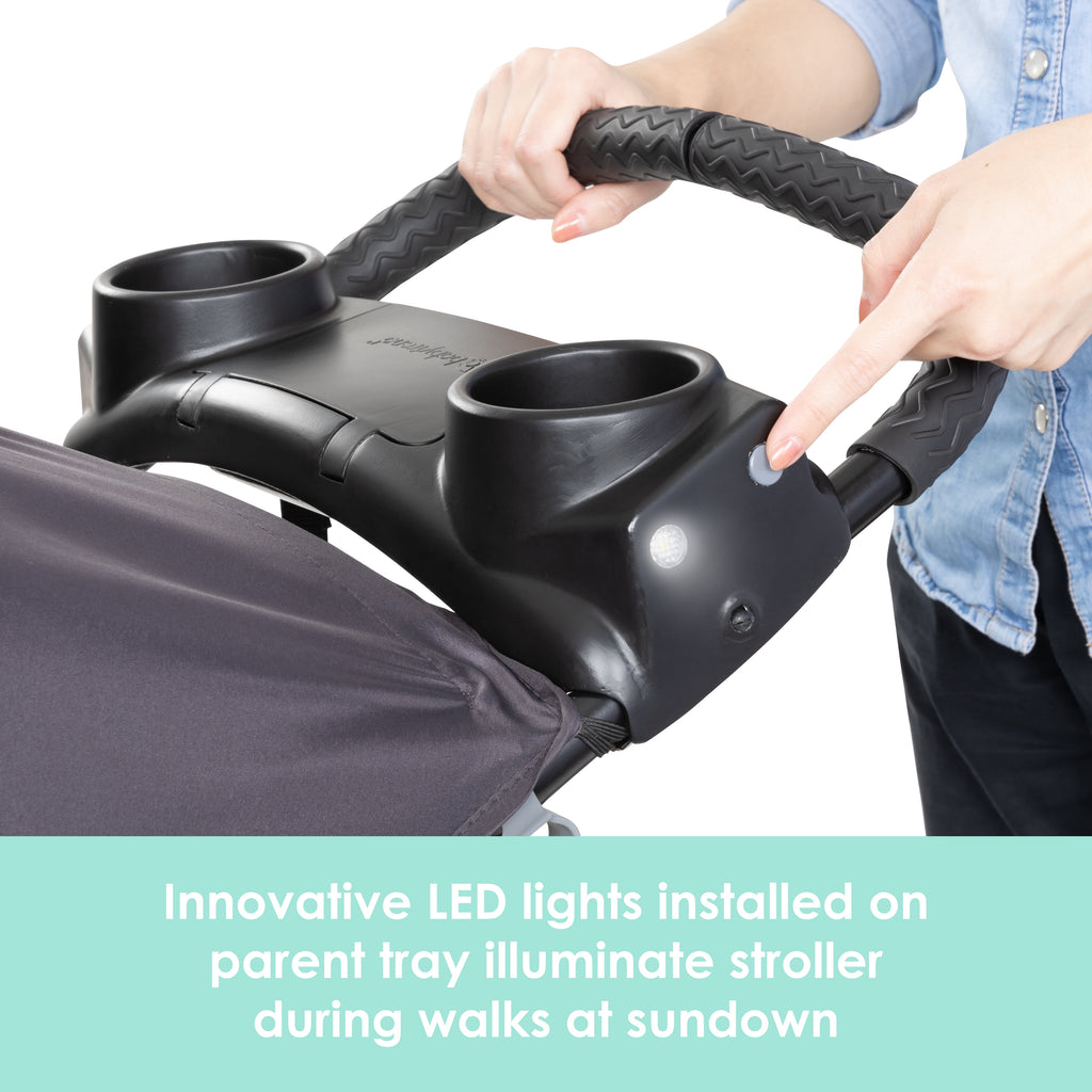 Baby Trend Xcel-R8 plus Jogging Stroller with LED Lights, Liberty Grey