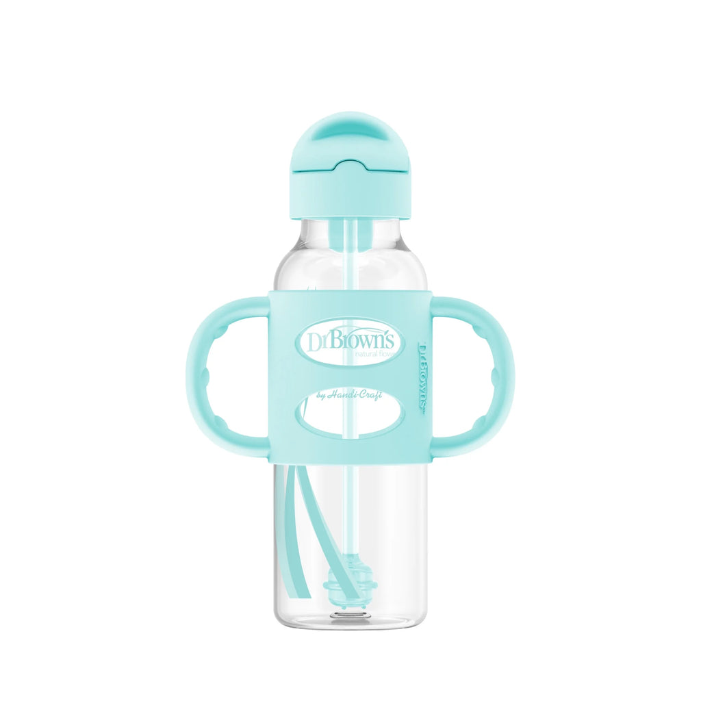 Milestones Sippy Straw Bottle with Silicone Handles - Green - 8Oz