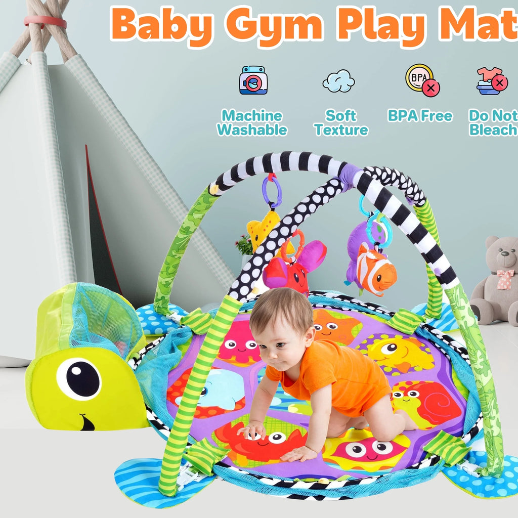 3-In-1 Baby Play Gym & Activity Mat with Ocean Ball Pit - Developmental Toy for Newborns to Toddlers (0-36 Months)